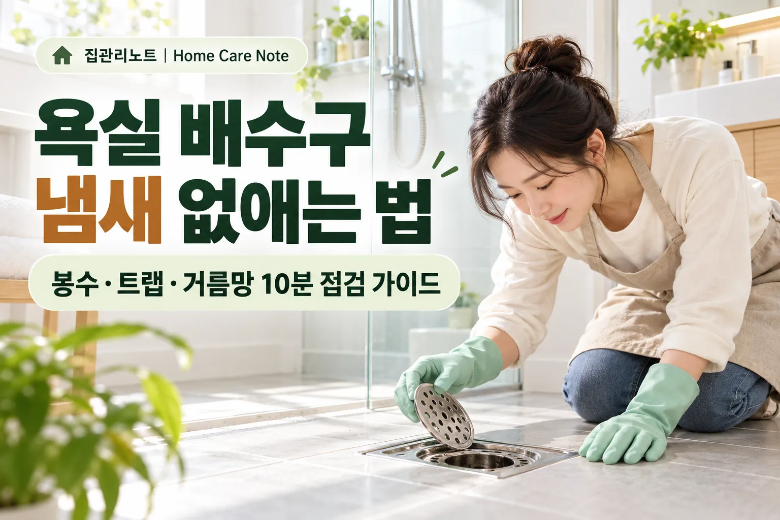 욕실 배수구 냄새 없애는 법, 봉수 트랩 거름망 10분 점검 가이드 — 한글 제목 포함