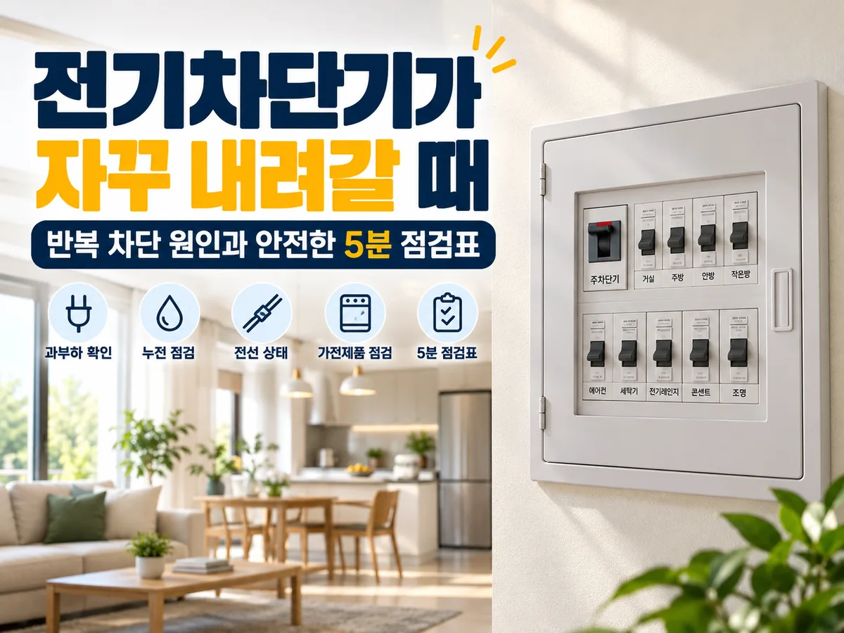 전기차단기가 자꾸 내려갈 때: 반복 차단 원인과 안전한 5분 점검표