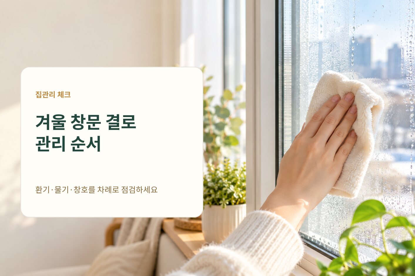 겨울철 창문 결로 해결법: 물방울 원인과 환기·창호 점검 순서